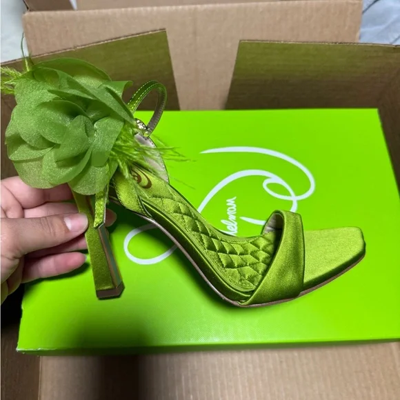 Sam Edelman Lime Green Heels with Floral Accent - Picture 3 of 6